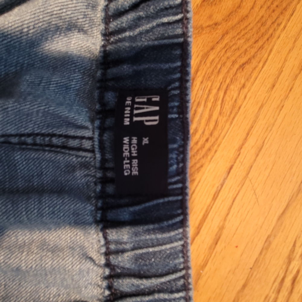 GAP Blue High Rise Wide-Leg Denim Trousers Size XL - Picture 7 of 11